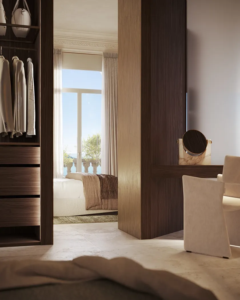Closet space combining order, craftsmanship, and quiet elegance.